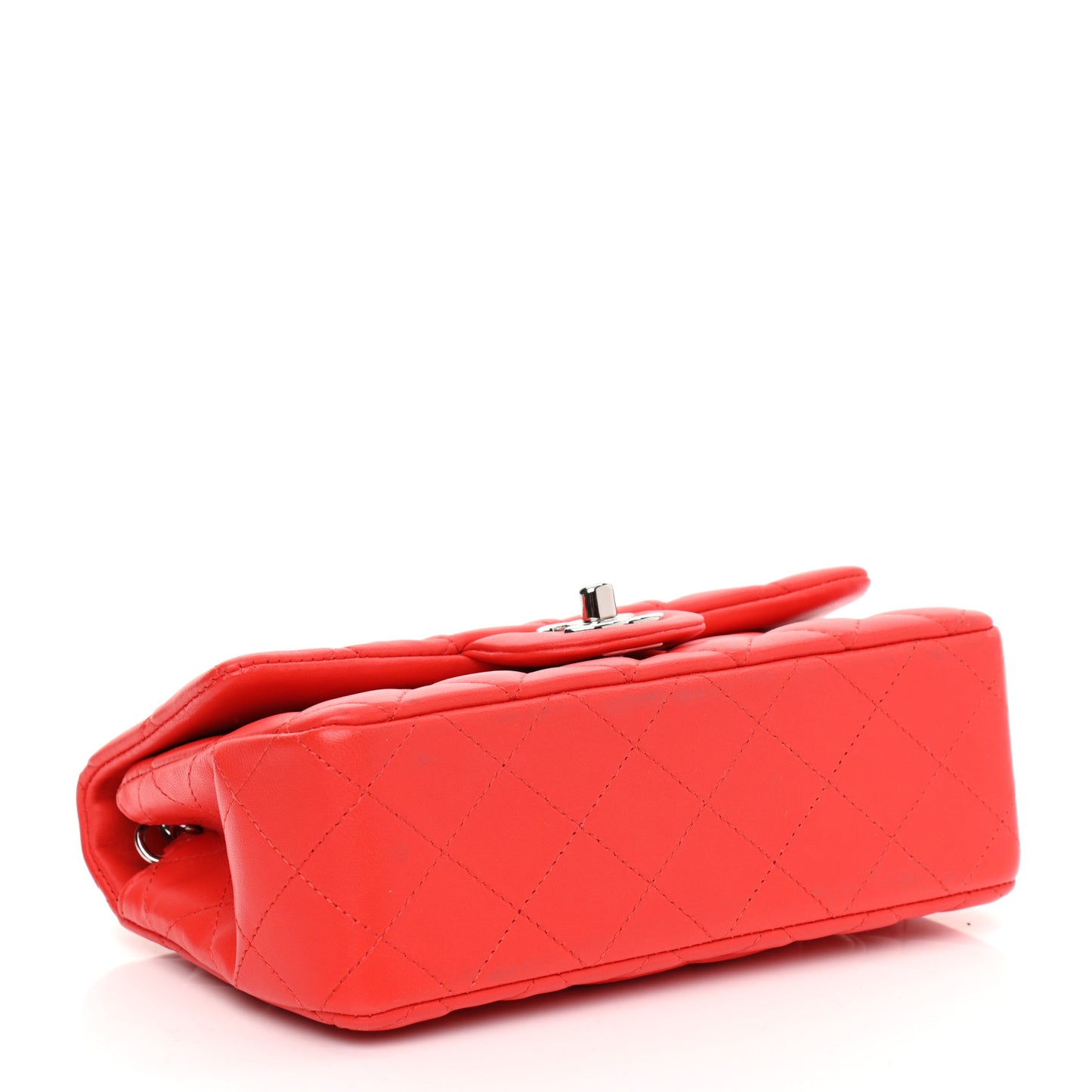 Lambskin Quilted Mini Rectangular Flap Red