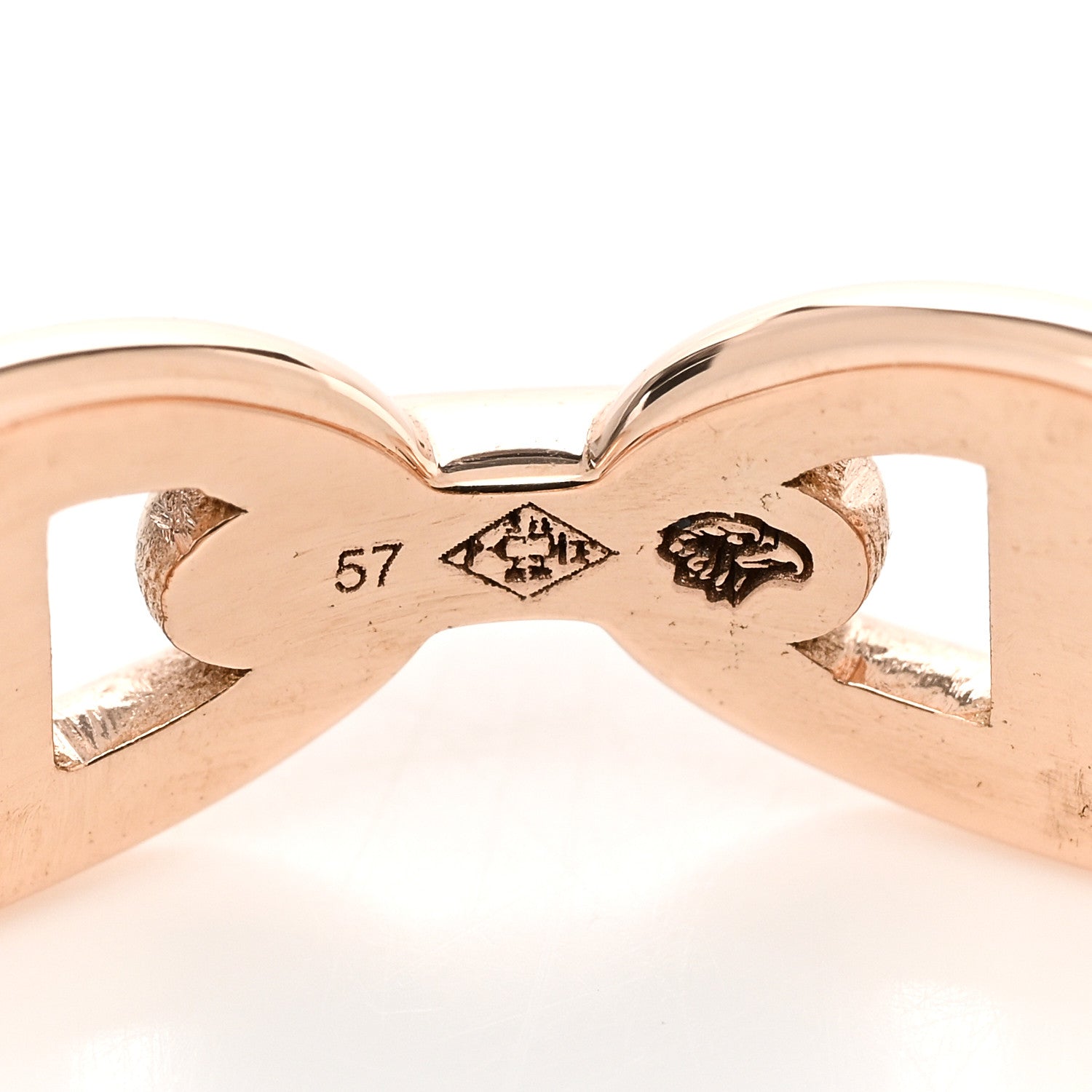 Hermes 18K Rose Gold PM Chaine d'Ancre Enchainee Ring 57 8 7 of 9