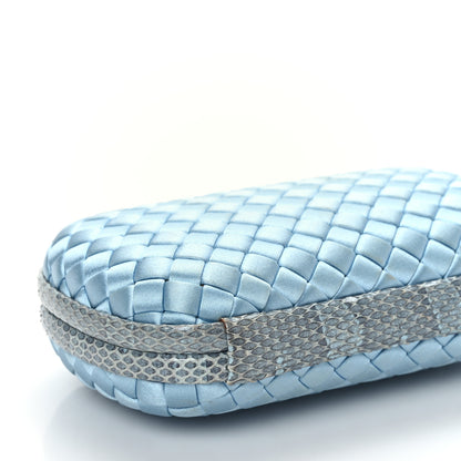 Bottega Veneta Satin Intreccio Impero Ayers Knot Clutch Ciel 8 of 10