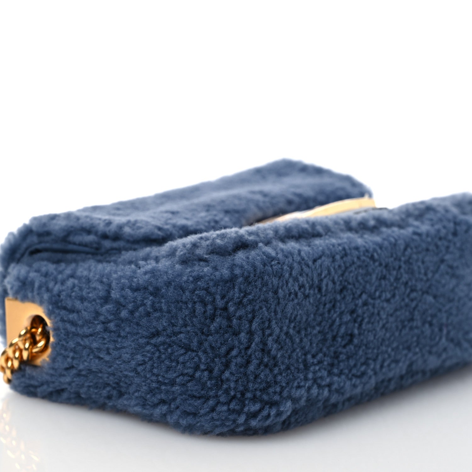 Fendi Shearling FF Midi Chain Baguette Mirto 9 of 10