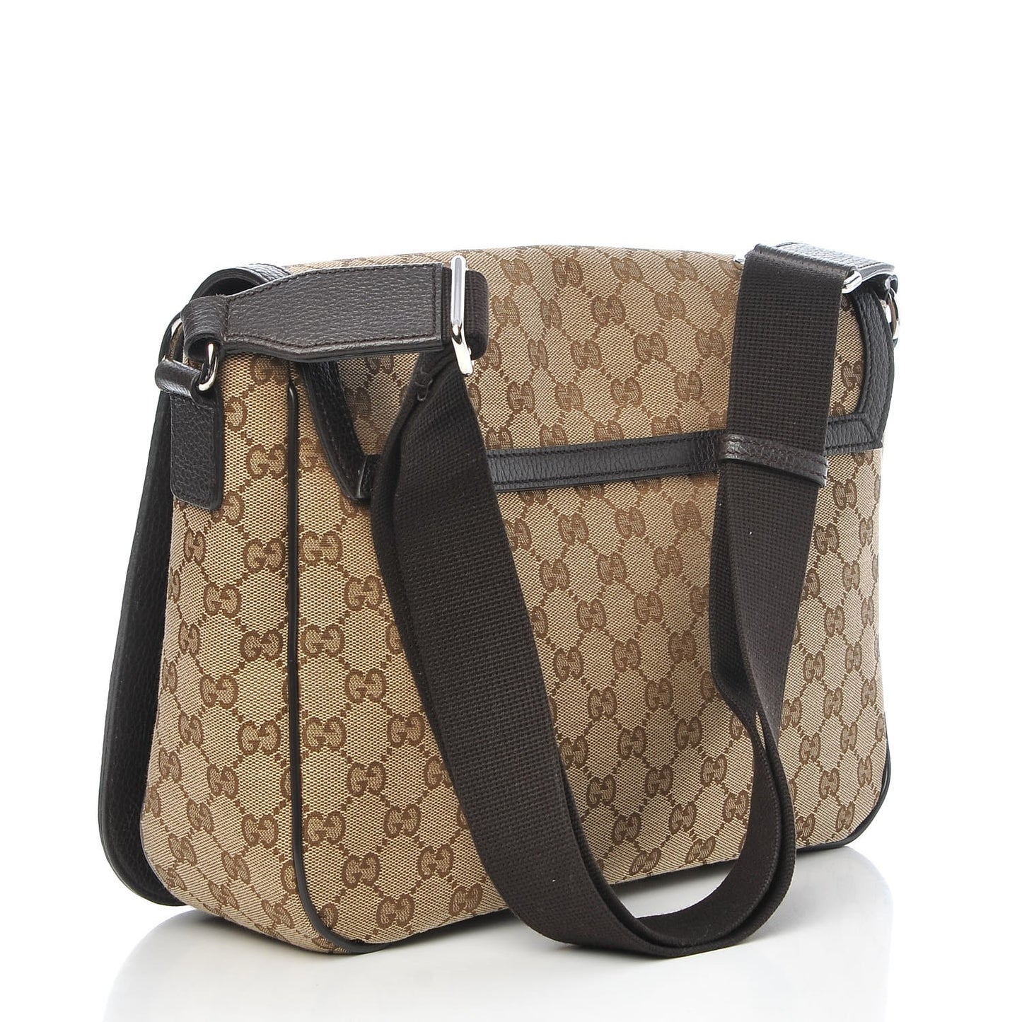 Monogram Large Flap Messenger Bag Beige Dark Brown