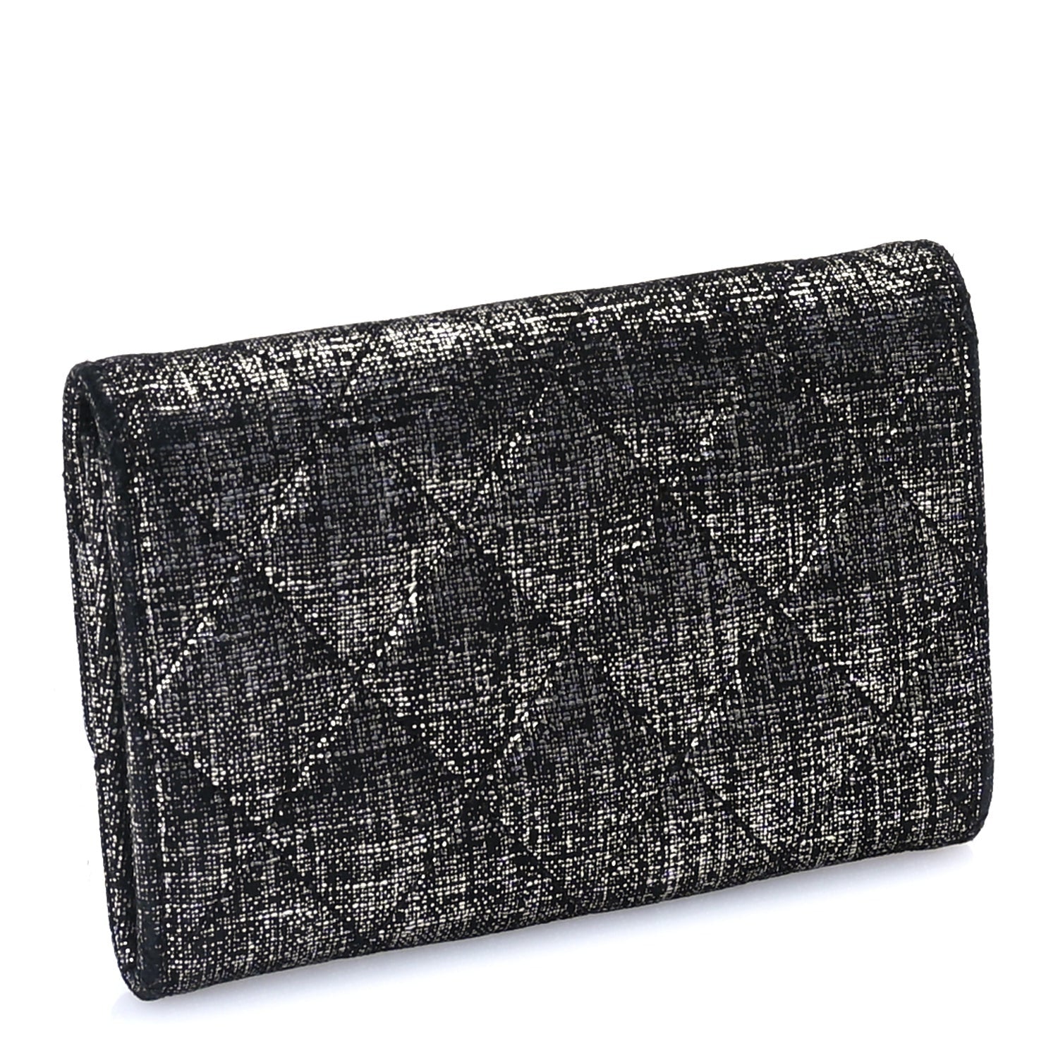 Chanel Glittered Calfskin Quilted Flap Card Holder Dark Grey 4 of 7
