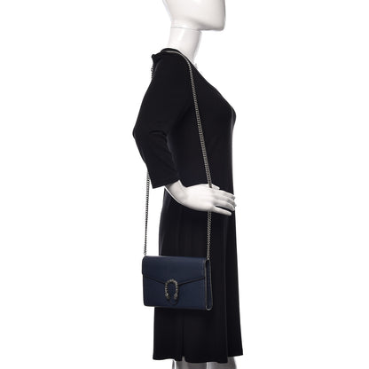 Gucci Dollar Calfskin Crystal Mini Dionysus Chain Wallet Blue Agata Black Diamond 2 of 11