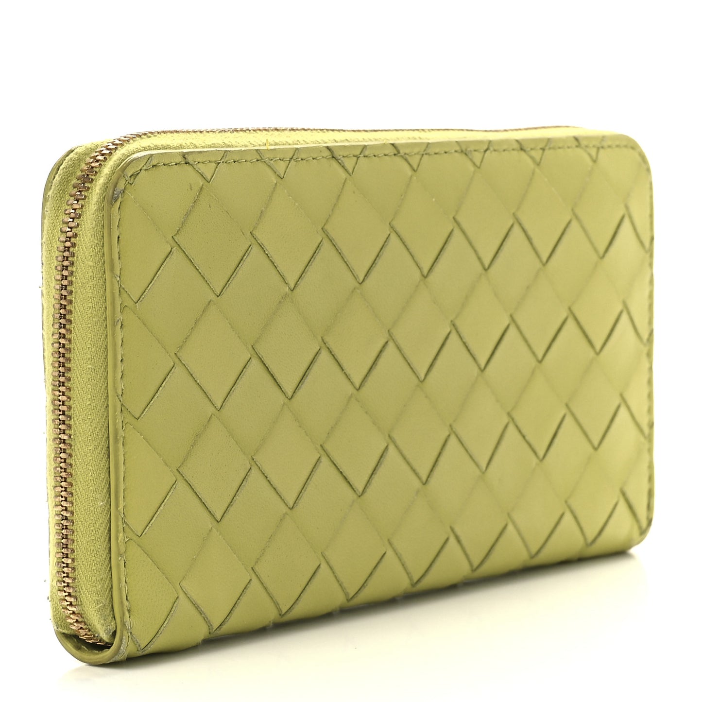 Nappa Intrecciato Zip Around Wallet Kiwi
