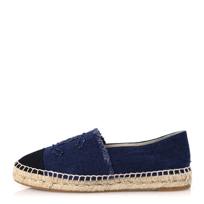 Chanel Denim Toile CC Espadrilles 40 Navy Black 1 of 7