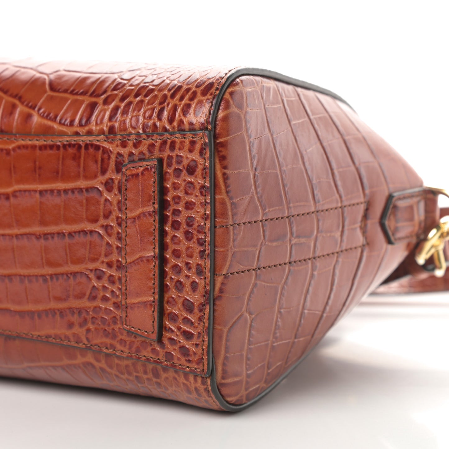Calfskin Crocodile Embossed Mini Antigona Cognac