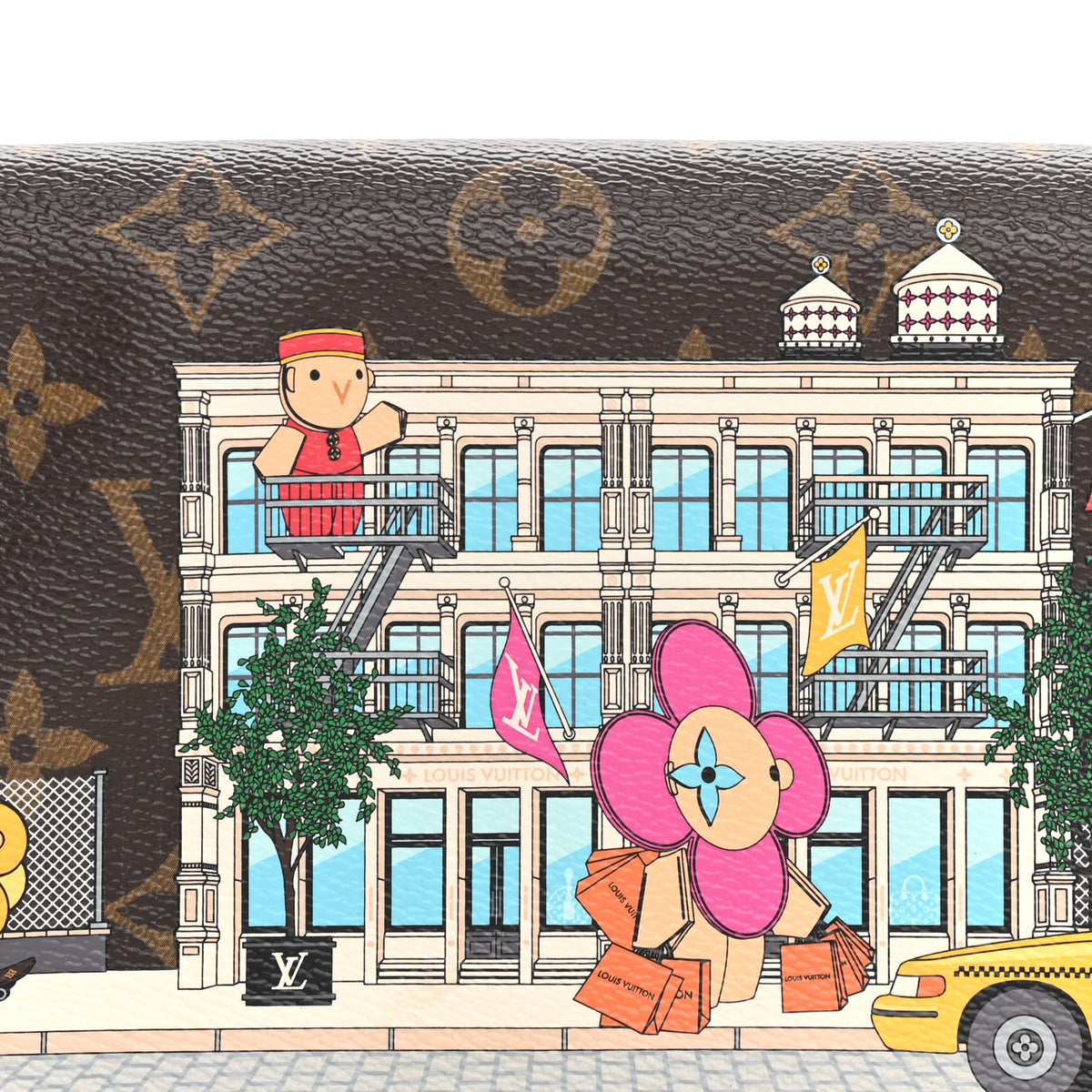 Louis Vuitton Monogram 2022 Christmas Animation New York Soho Pochette Felicie Chain Wallet Yellow 7 of 9