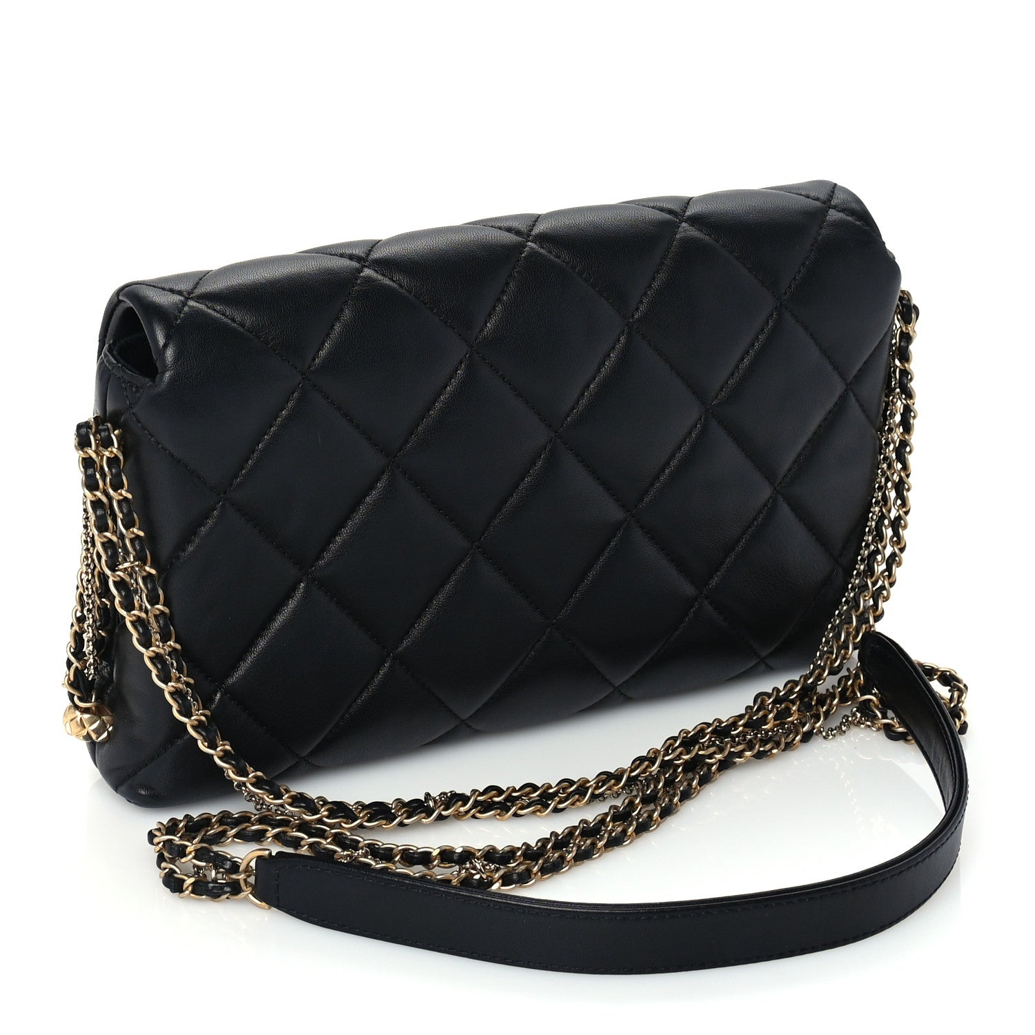 Chanel Lambskin Quilted Crush on Chains Flap Bag Black 2 of 9