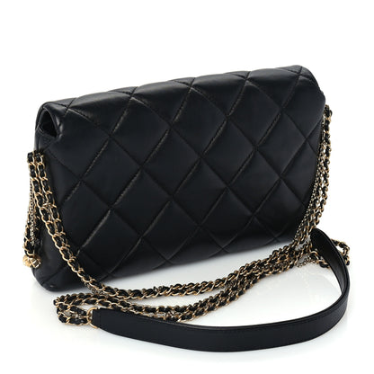 Chanel Lambskin Quilted Crush on Chains Flap Bag Black 2 of 9