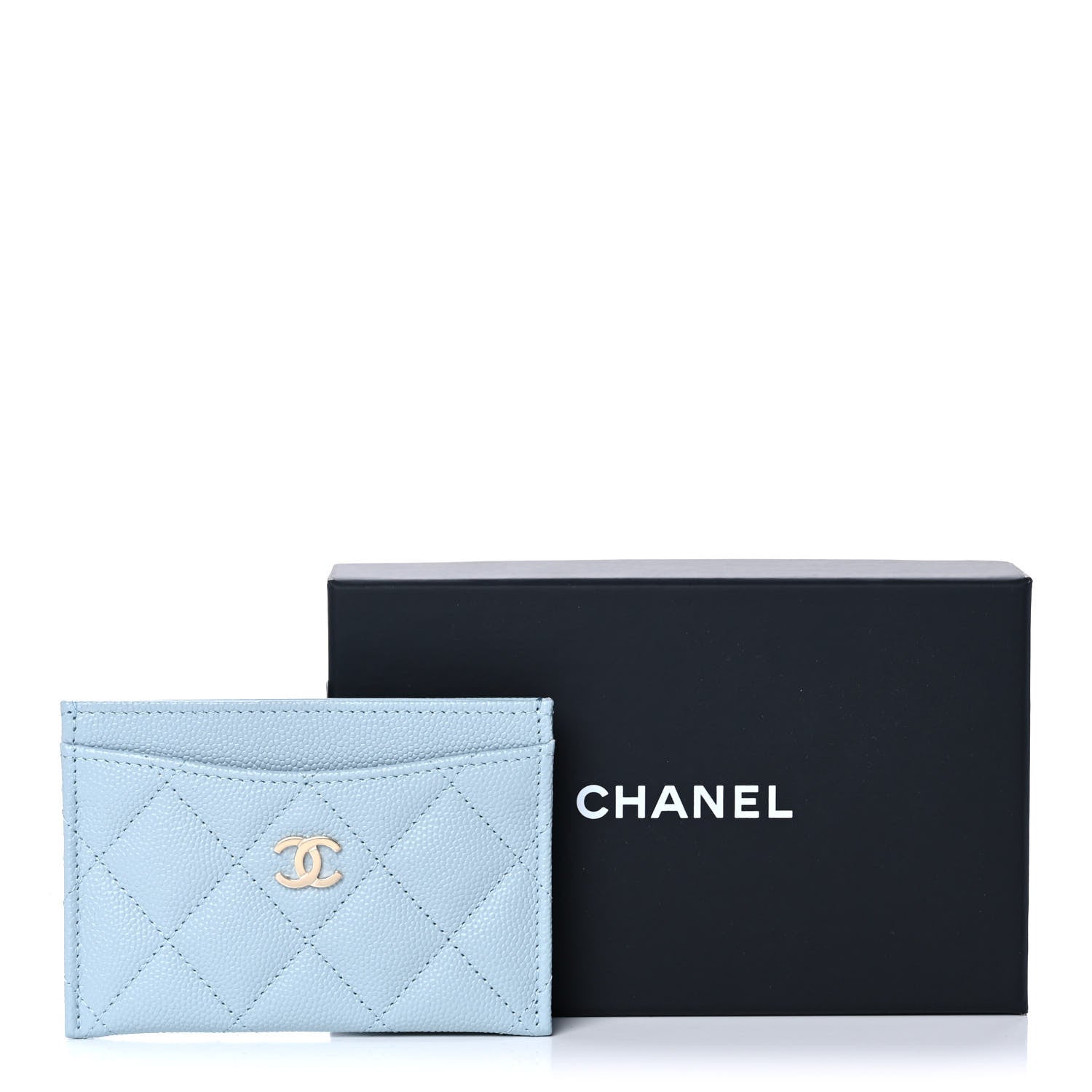 Chanel Caviar Quilted Card Holder Light Blue 10 of 10