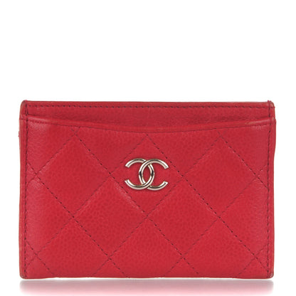 Chanel Caviar Quilted Card Holder Red 1 of 7