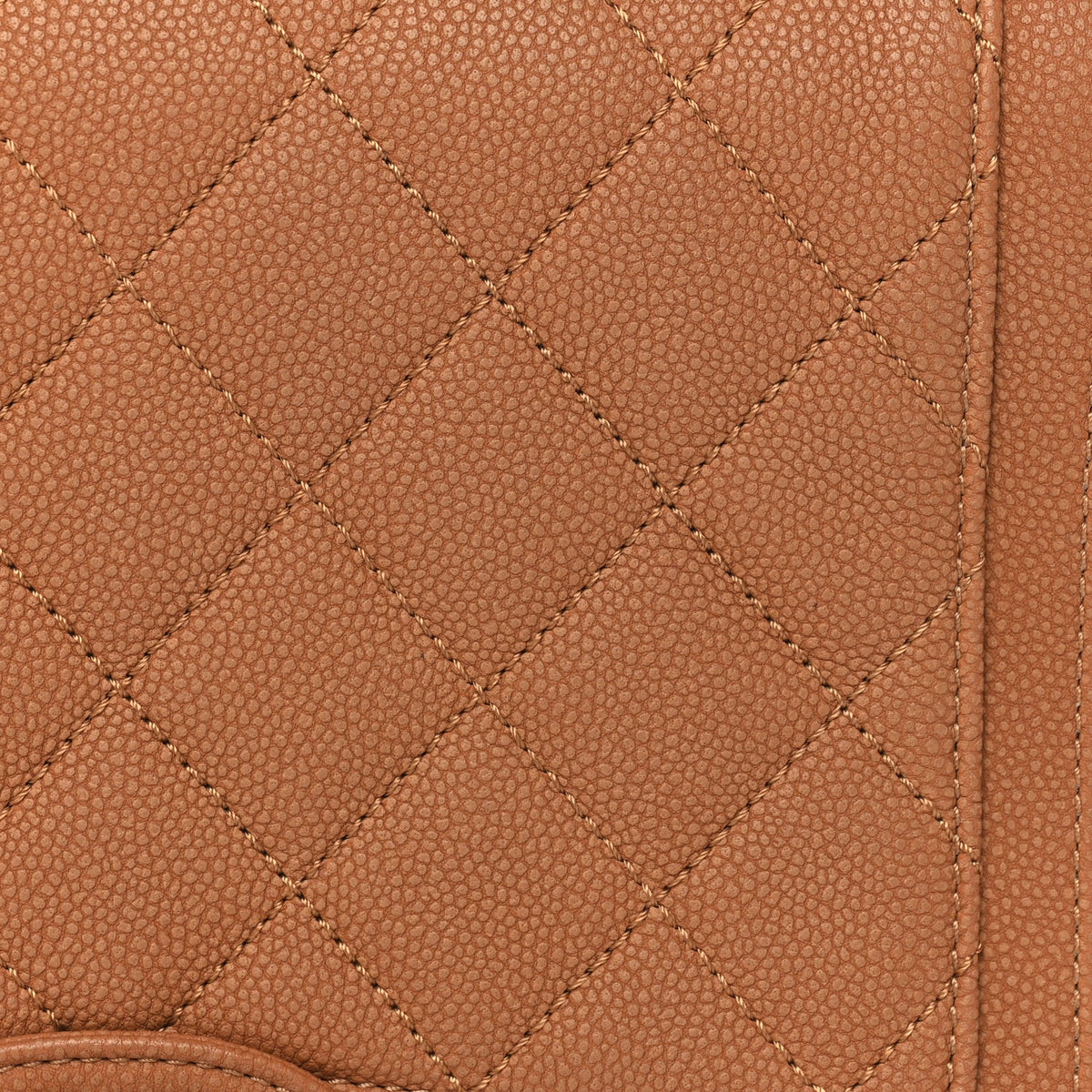 Washed Caviar Quilted Small Square Turn Around Ligne Flap Camel