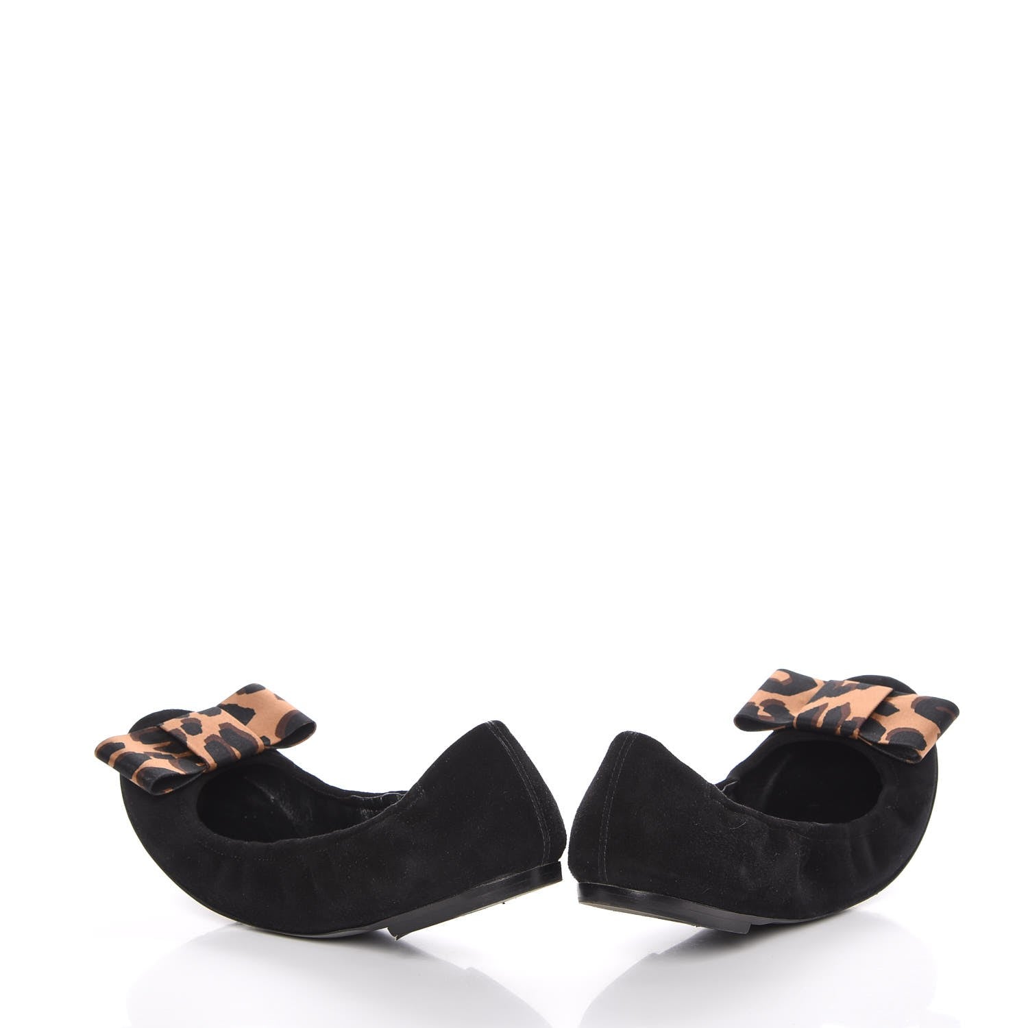 Louis Vuitton Suede Satin Leopard Mimi Bow Ballerina Flats 38.5 Black 5 of 13
