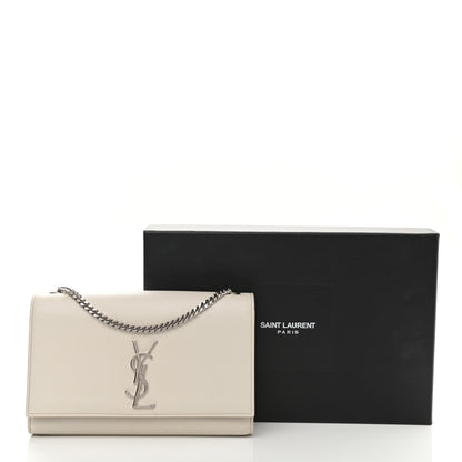 Saint Laurent Grain De Poudre Medium Classic Monogram Kate Satchel Icy White 13 of 13