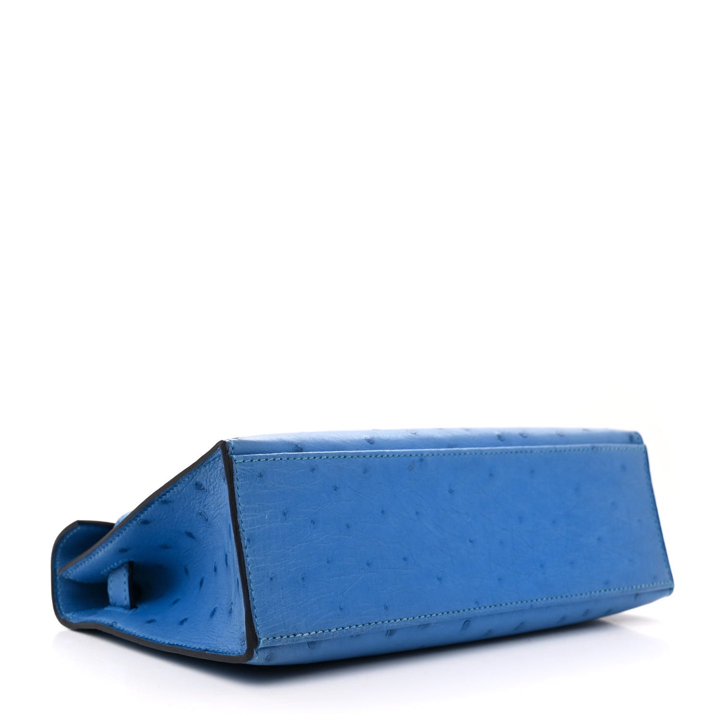 Ostrich Kelly Pochette Clutch Bleuet