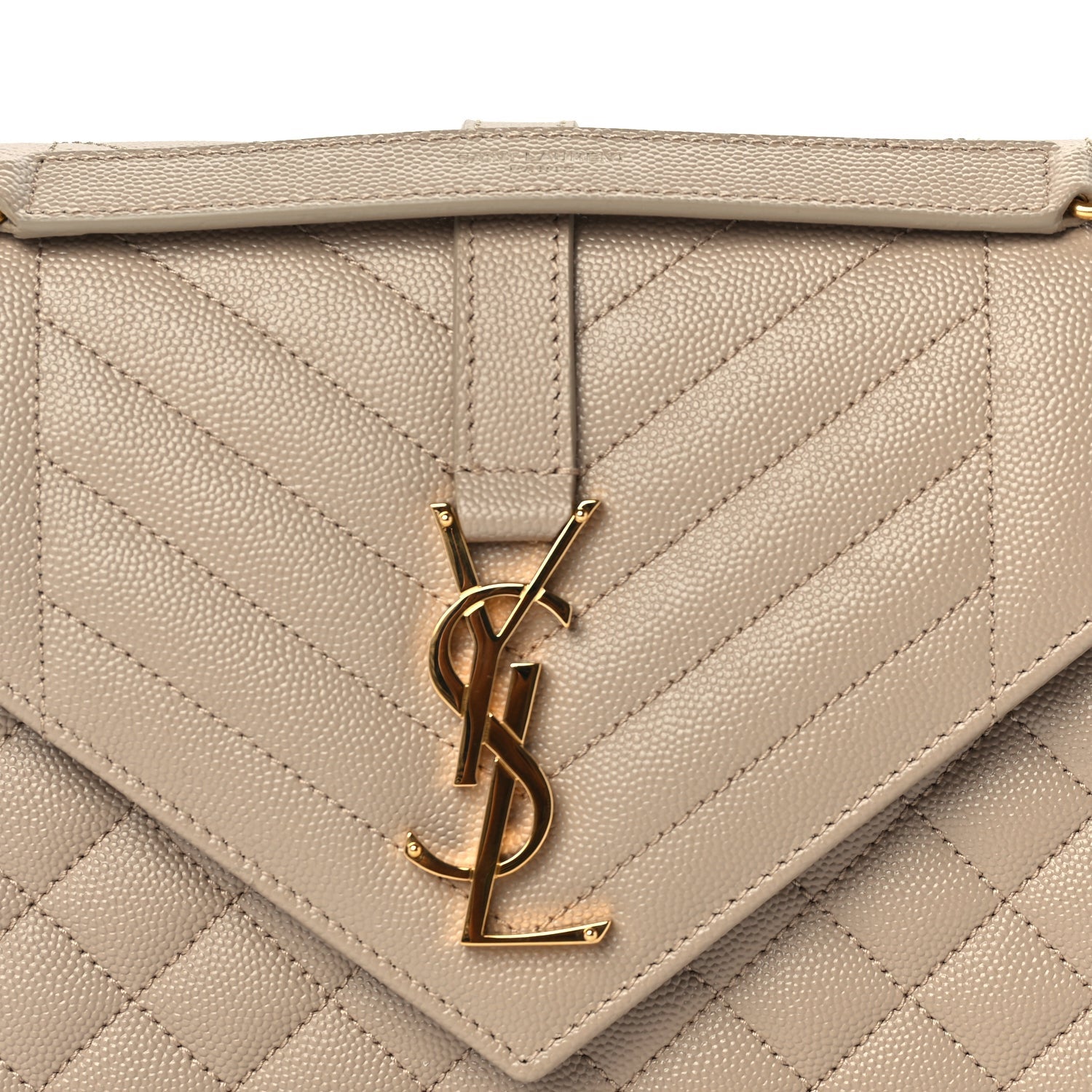 Saint Laurent Grain De Poudre Textured Mixed Matelasse Medium Triquilt Monogram Satchel Dark Beige 6 of 8