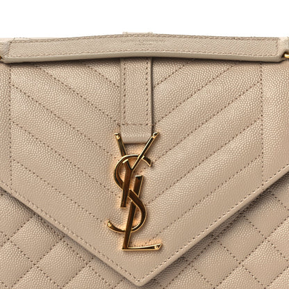 Saint Laurent Grain De Poudre Textured Mixed Matelasse Medium Triquilt Monogram Satchel Dark Beige 6 of 8
