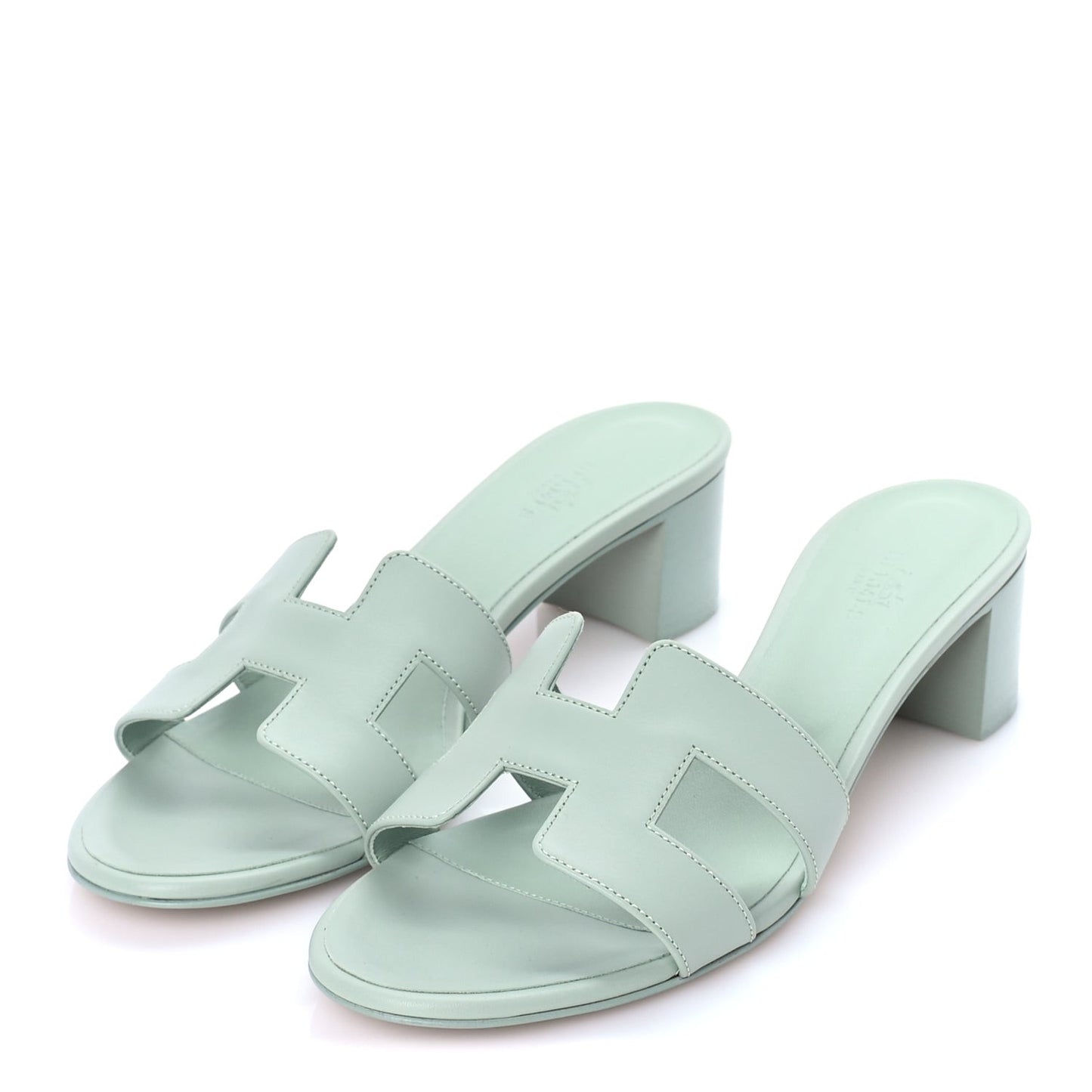 Calfskin Oasis Sandals 39.5 Vert D'eau