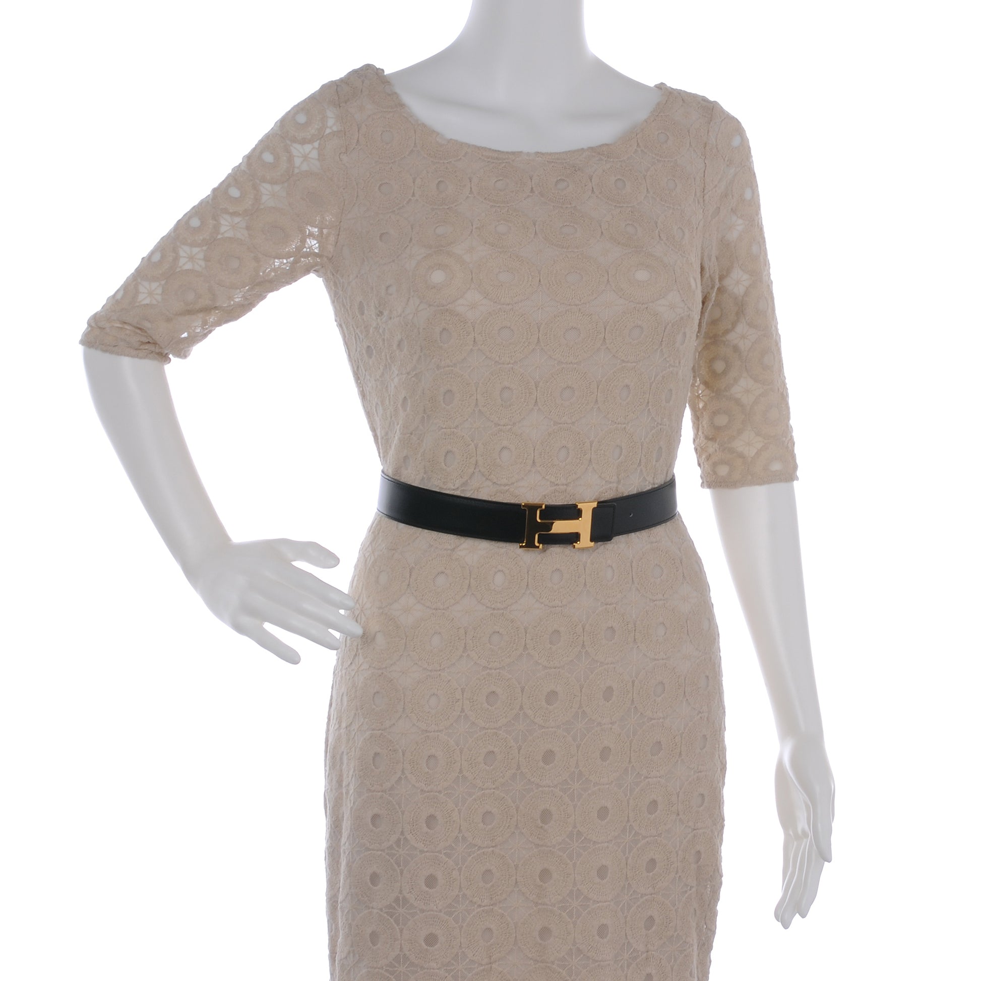 Hermes Box Courchevel 32mm H Belt 65 Black Gold 2 of 5