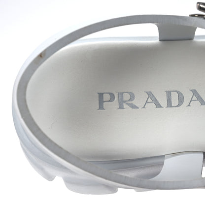 Prada Foam Rubber Metal Triangle Logo Monolith 55mm Cage Sandals 41 White 9 of 16