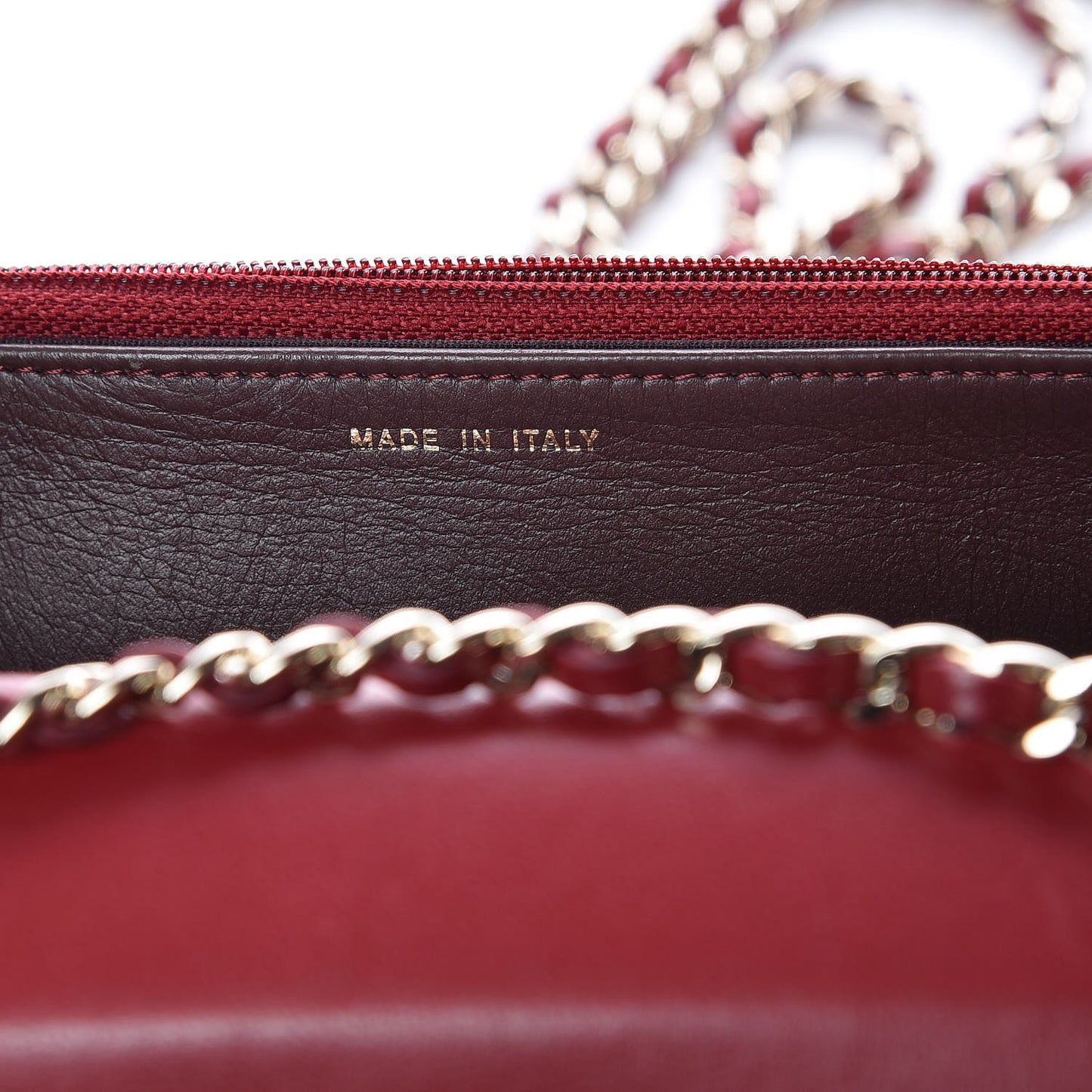 Lambskin Quilted Trendy CC Wallet On Chain WOC Dark Red