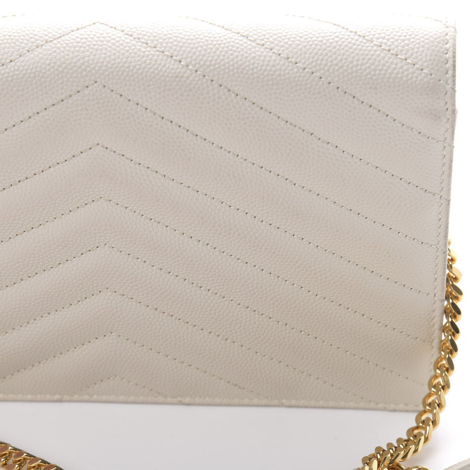 Saint Laurent Grain De Poudre Matelasse Chevron Monogram Envelope Chain Crema Soft 16 of 17