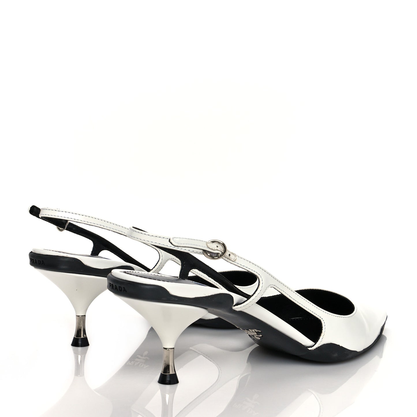 Spazzolato Pointed Toe 55mm Slingback Pumps 38.5 White