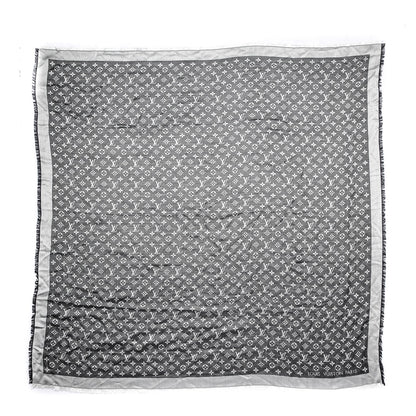 Louis Vuitton Silk Wool Monogram Denim Shawl Black 1 of 6