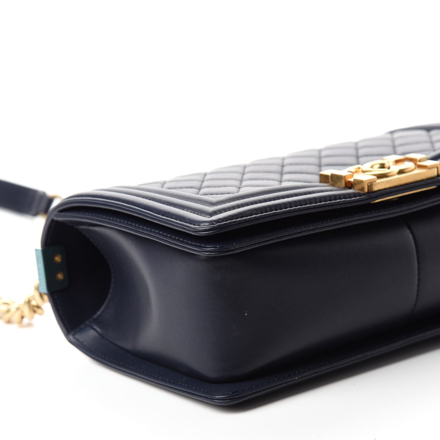 Lambskin Quilted Medium Boy Flap Dark Blue