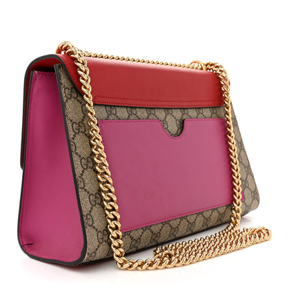 Gucci GG Supreme Monogram Calfskin Medium Padlock Shoulder Bag Beige Hibiscus Red New Rosette 3 of 16