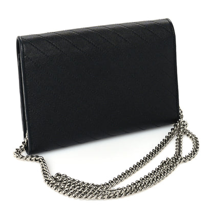 Gucci Sakai Be Green Calfskin Diagonal Stitched Blondie Wallet on Chain Black 2 of 9