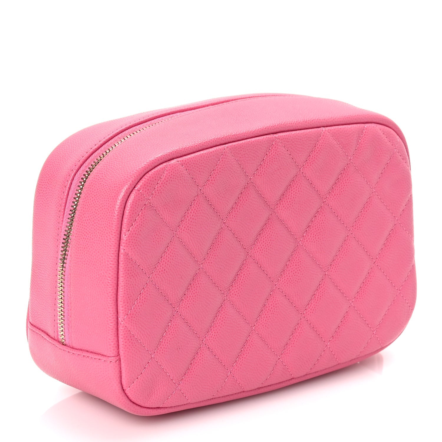 Chanel Caviar Quilted Medium Curvy Pouch Cosmetic Case Pink 3 of 8