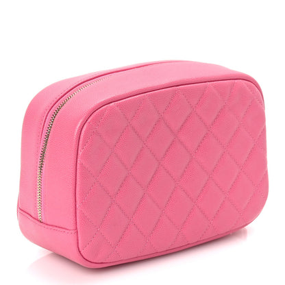 Chanel Caviar Quilted Medium Curvy Pouch Cosmetic Case Pink 3 of 8