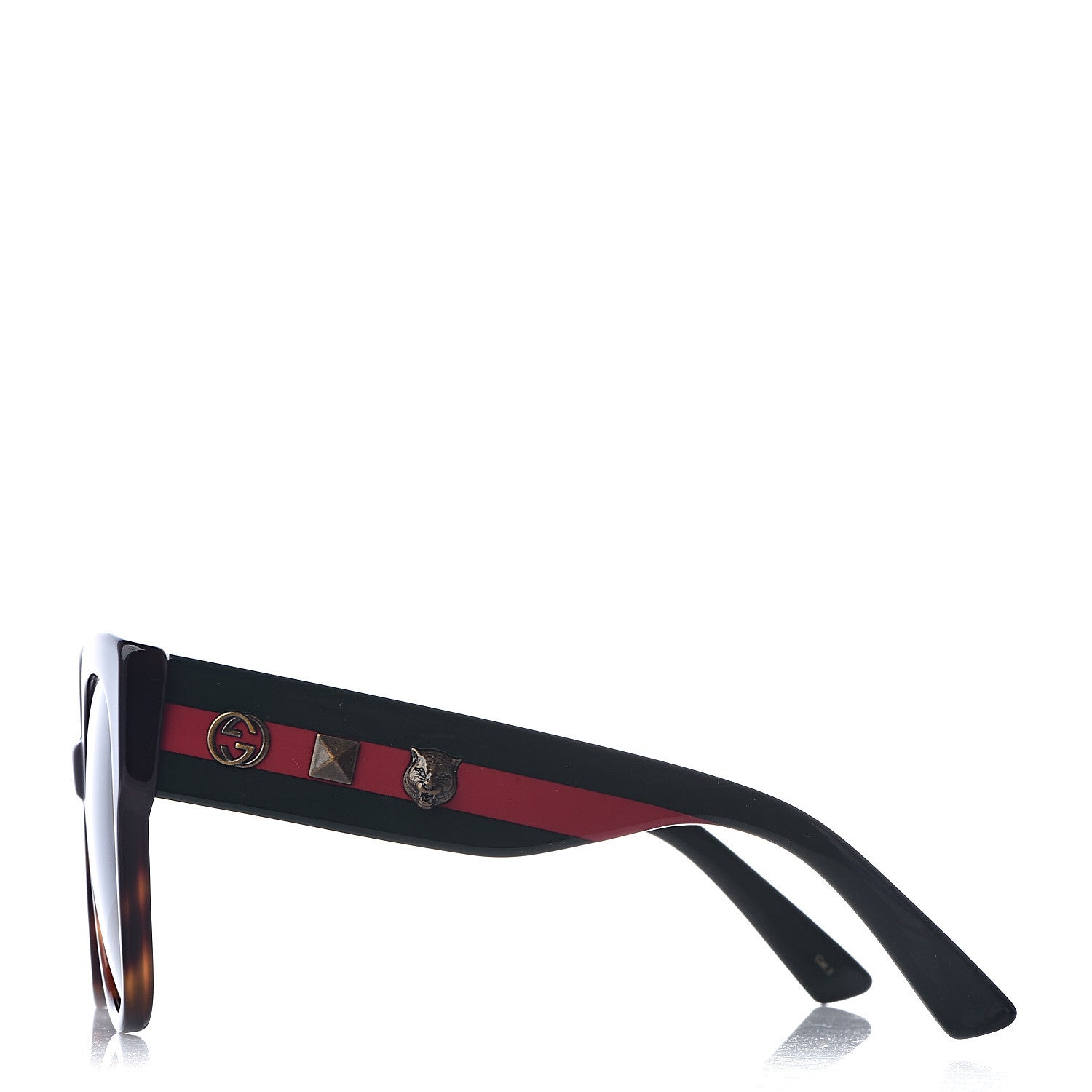 Gucci Acetate Square Frame Web Sunglasses GG0059S Black Tortoise 3 of 7