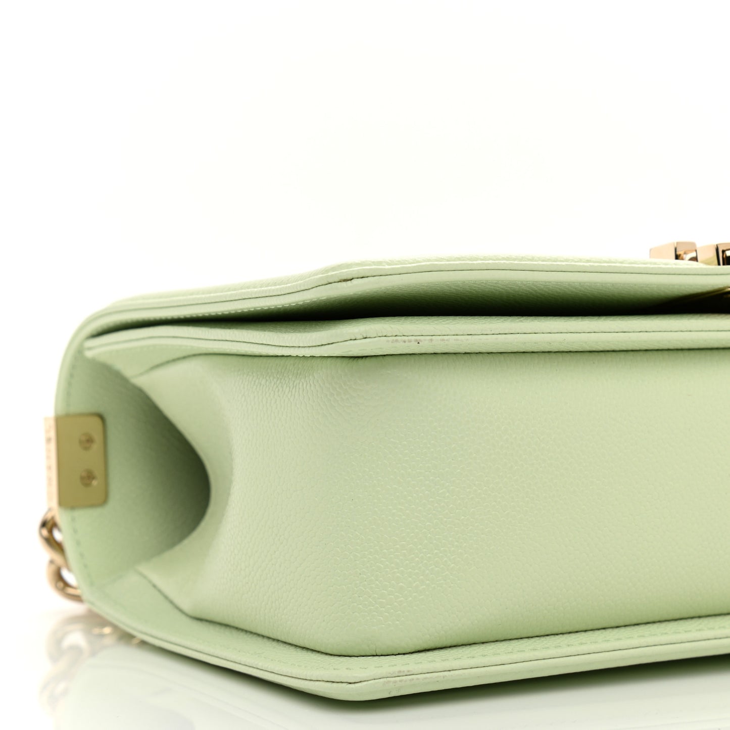 Caviar Chevron Quilted Medium Boy Flap Light Green