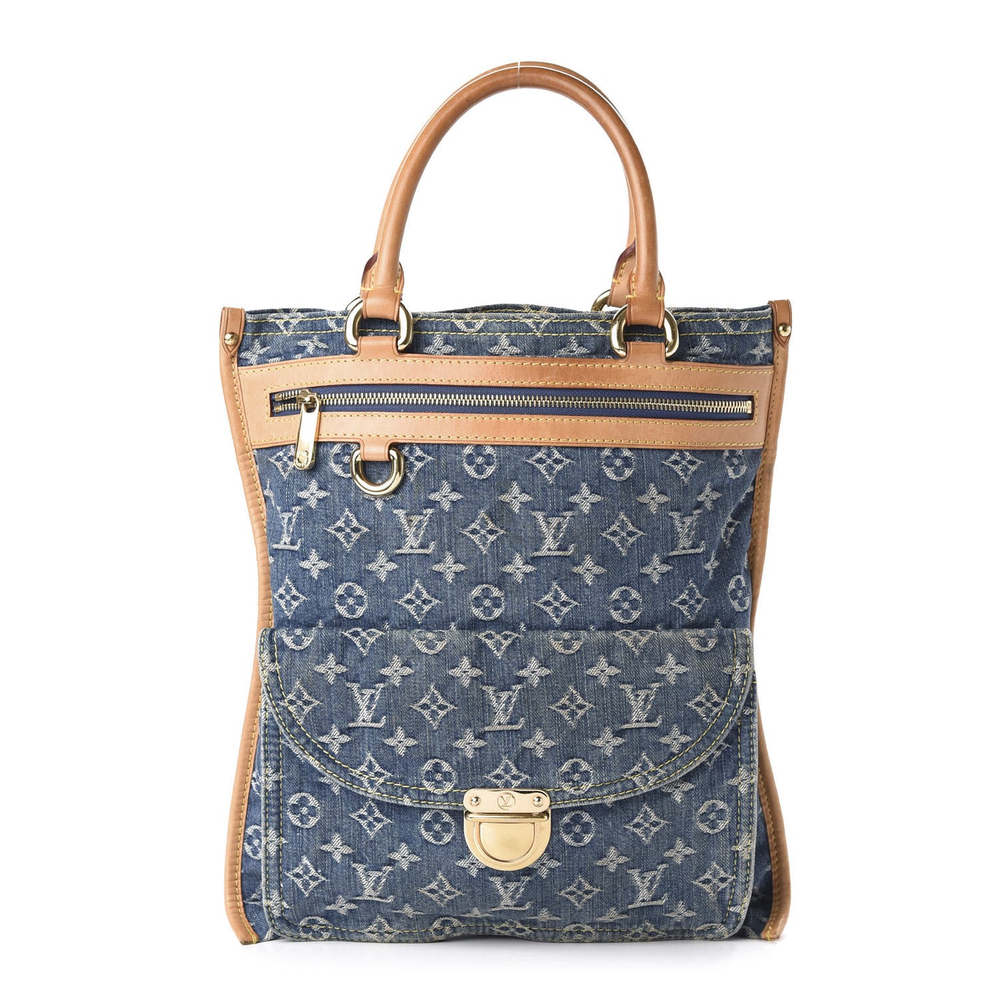 Monogram Denim Sac Plat Blue