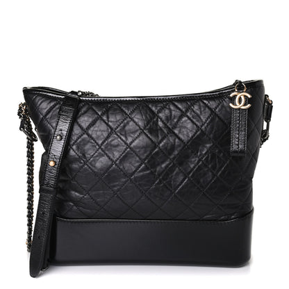 Chanel Aged Calfskin Quilted Medium Gabrielle Hobo Black 1 of 4