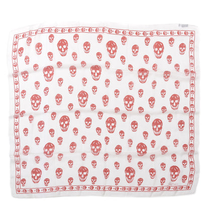 Alexander McQueen Silk Chiffon Skull Scarf Red White 1 of 3