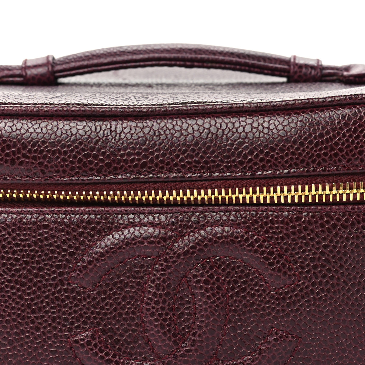 Chanel Caviar CC Vanity Cosmetic Case Burgundy 8 of 8