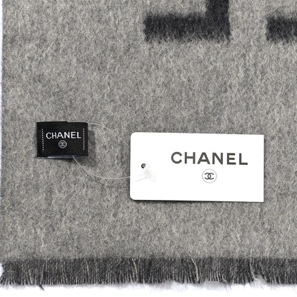 Chanel Cashmere CC Fringe Stole Grey Dark Grey 4 of 4