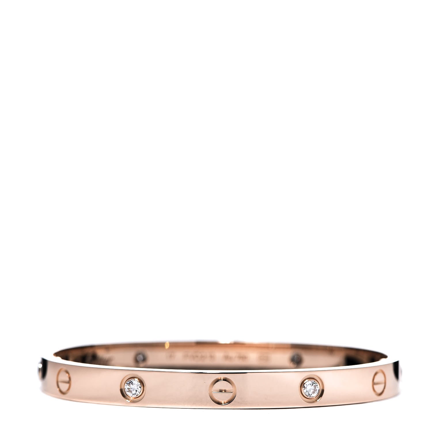 Cartier 18K Pink Gold 4 Diamond LOVE Bracelet 17 1 of 9