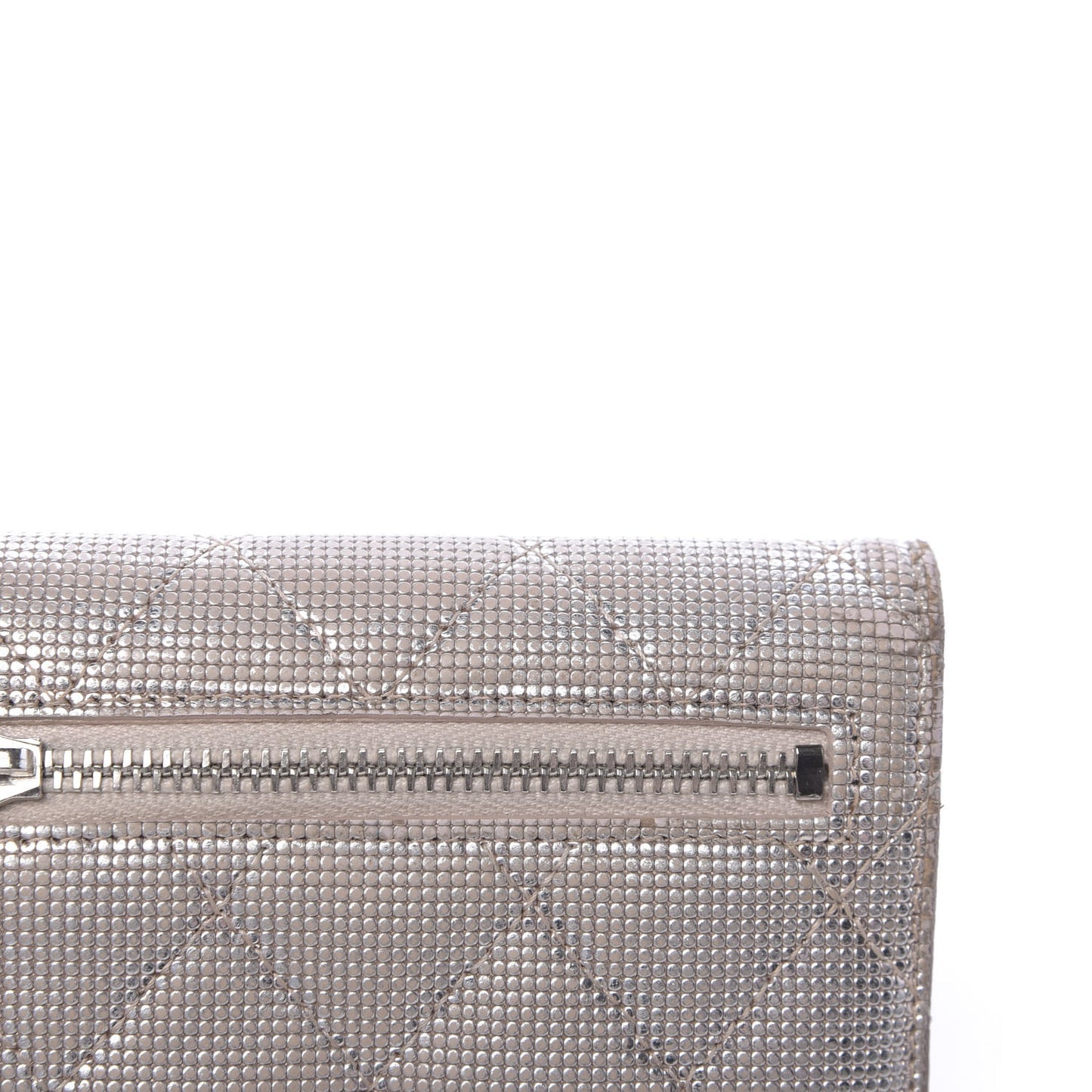 Metallic Calfskin Pixel Effect Quilted Compact Flap Wallet Gold