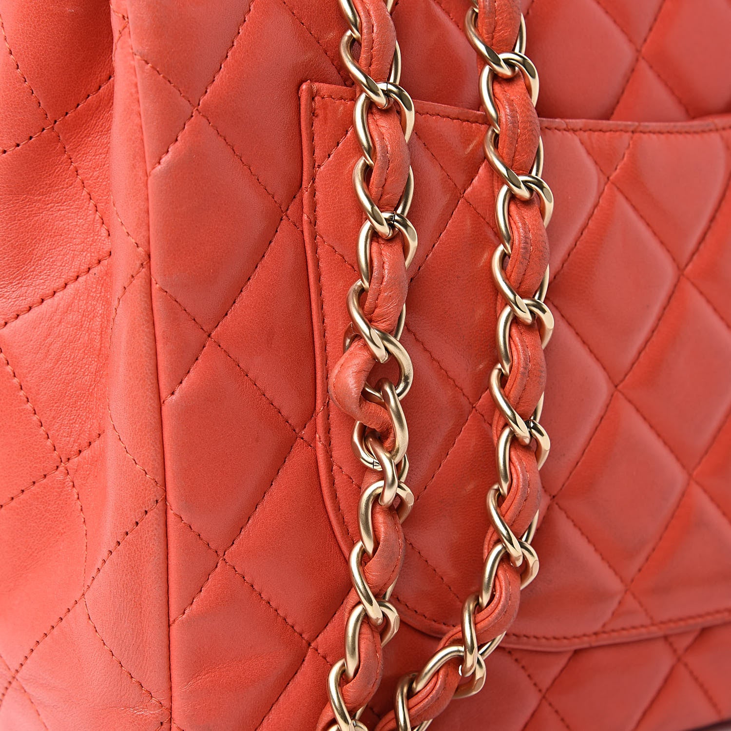 Chanel Lambskin Quilted Jumbo Single Flap Coral 13 of 19
