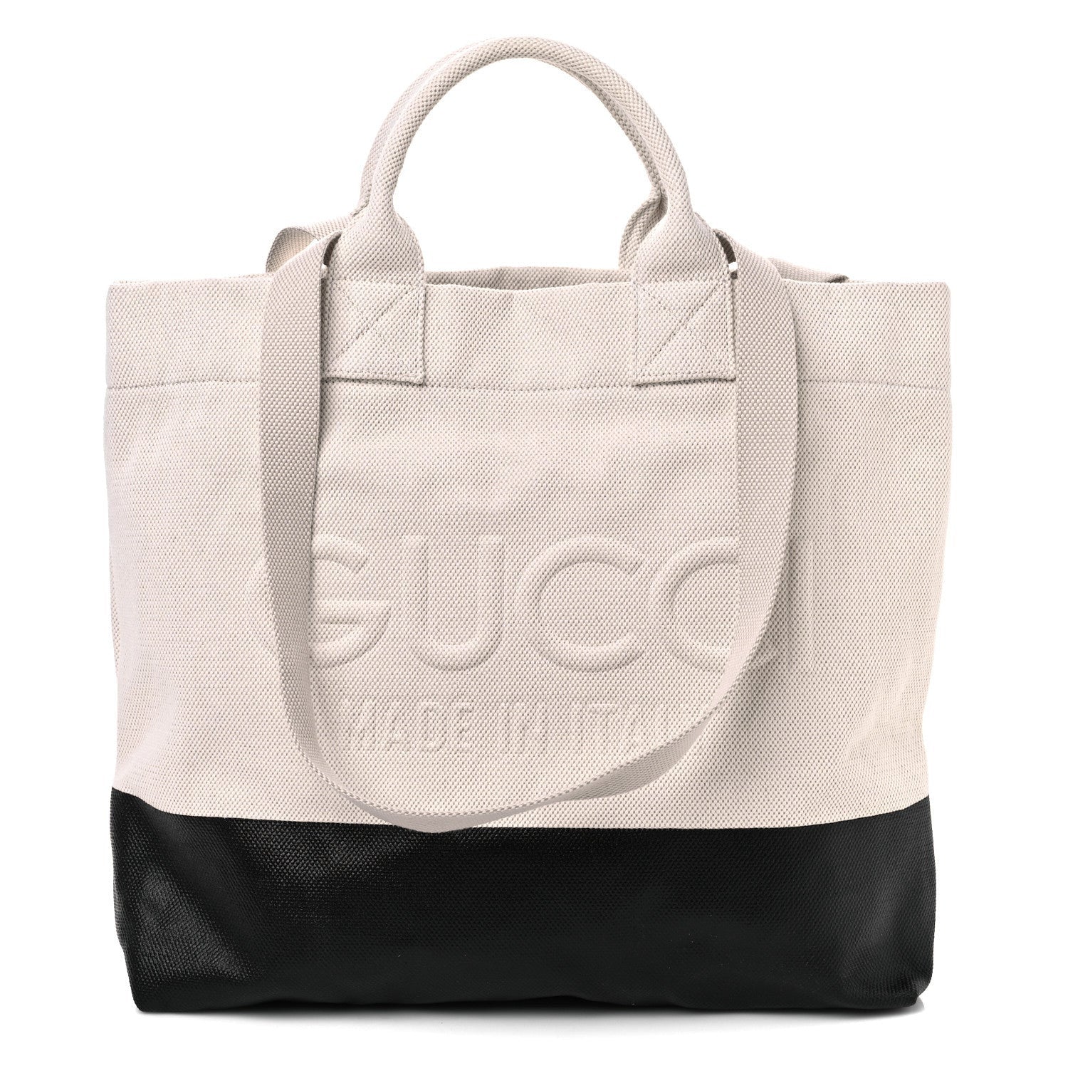 Gucci Canvas Logo Embossed Black Tote Beige 1 of 7