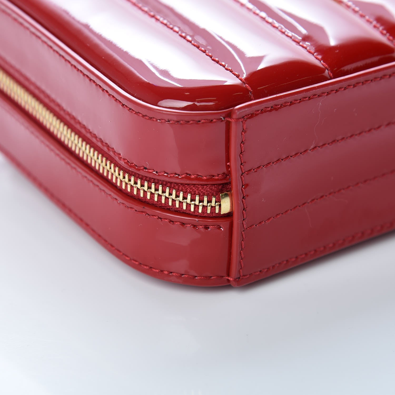Saint Laurent Patent Matelasse Vicky Monogram Belt Bag Red 8 of 9