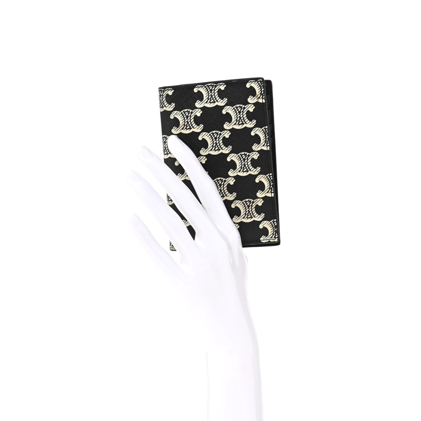 Triomphe Canvas Vertical Card Holder Black White