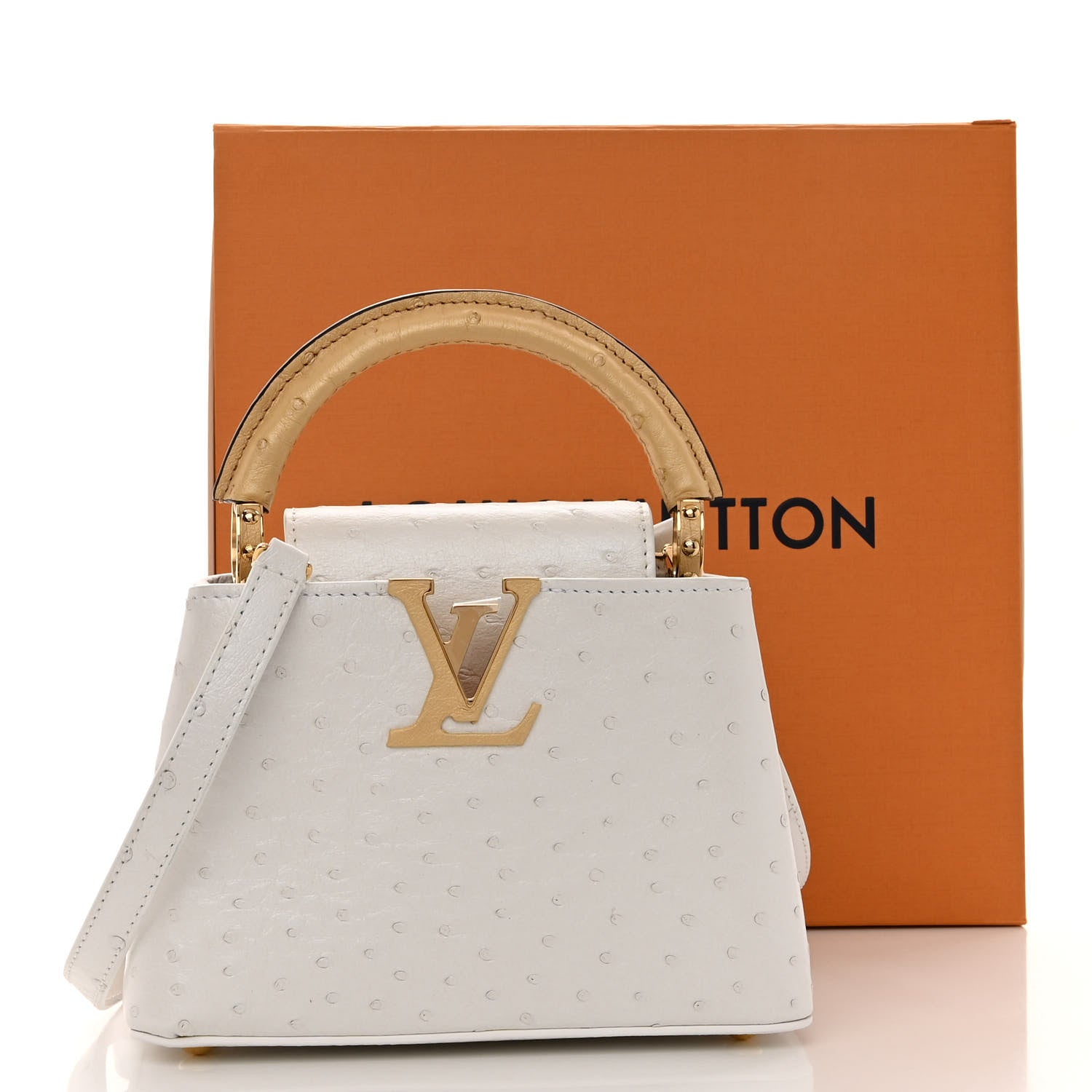 Louis Vuitton Ostrich Capucines Mini White 10 of 10