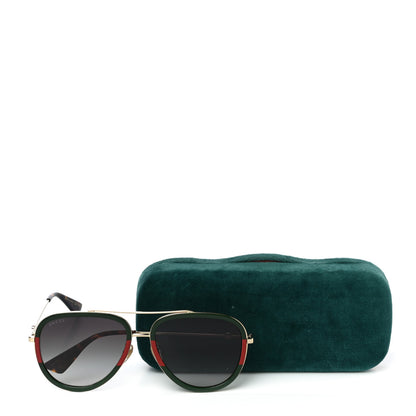 Gucci Web Aviator Sunglasses GG0062S Green Red 7 of 7