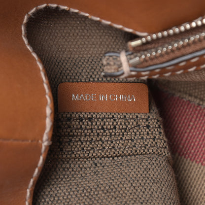 Burberry Canvas Mega Check Medium Ashby Hobo Saddle Brown 6 of 12