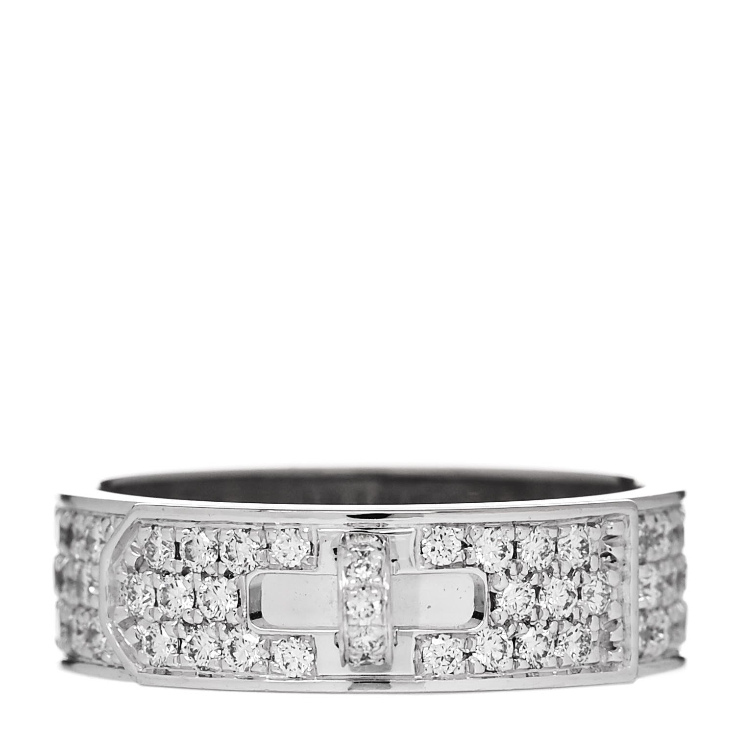 Hermes 18K White Gold Diamond Pave Kelly Ring 48 4.5 1 of 4